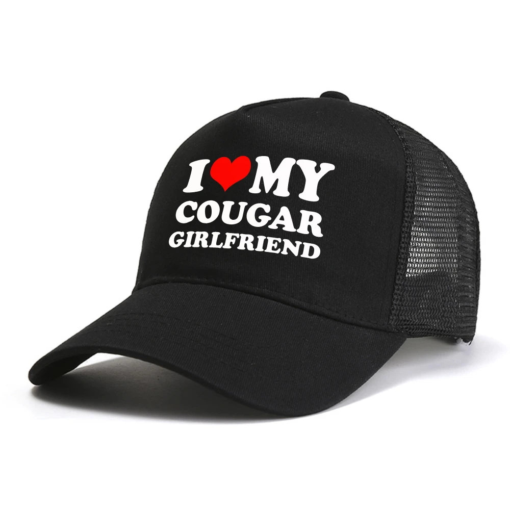I Love My Cougar Girlfriend baseball cap Funny Men My Gf Is A Cougar mesh Breathable hat outdoor adjustable cool trucker hats
I Love My Cougar Girlfriend baseball cap Funny Men My Gf Is A Cougar mesh Breathable hat outdoor adjustable cool trucker hats