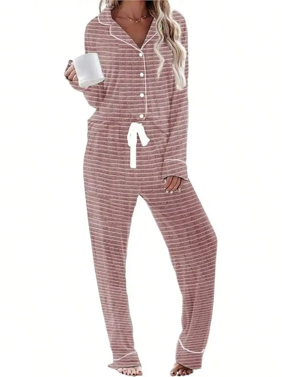 Womens Long Sleeve Striped Pajama Set Button Down Top With Pockets Lounge Wear S-XXL
Womens Long Sleeve Striped Pajama Set Button Down Top With Pockets Lounge Wear S-XXL