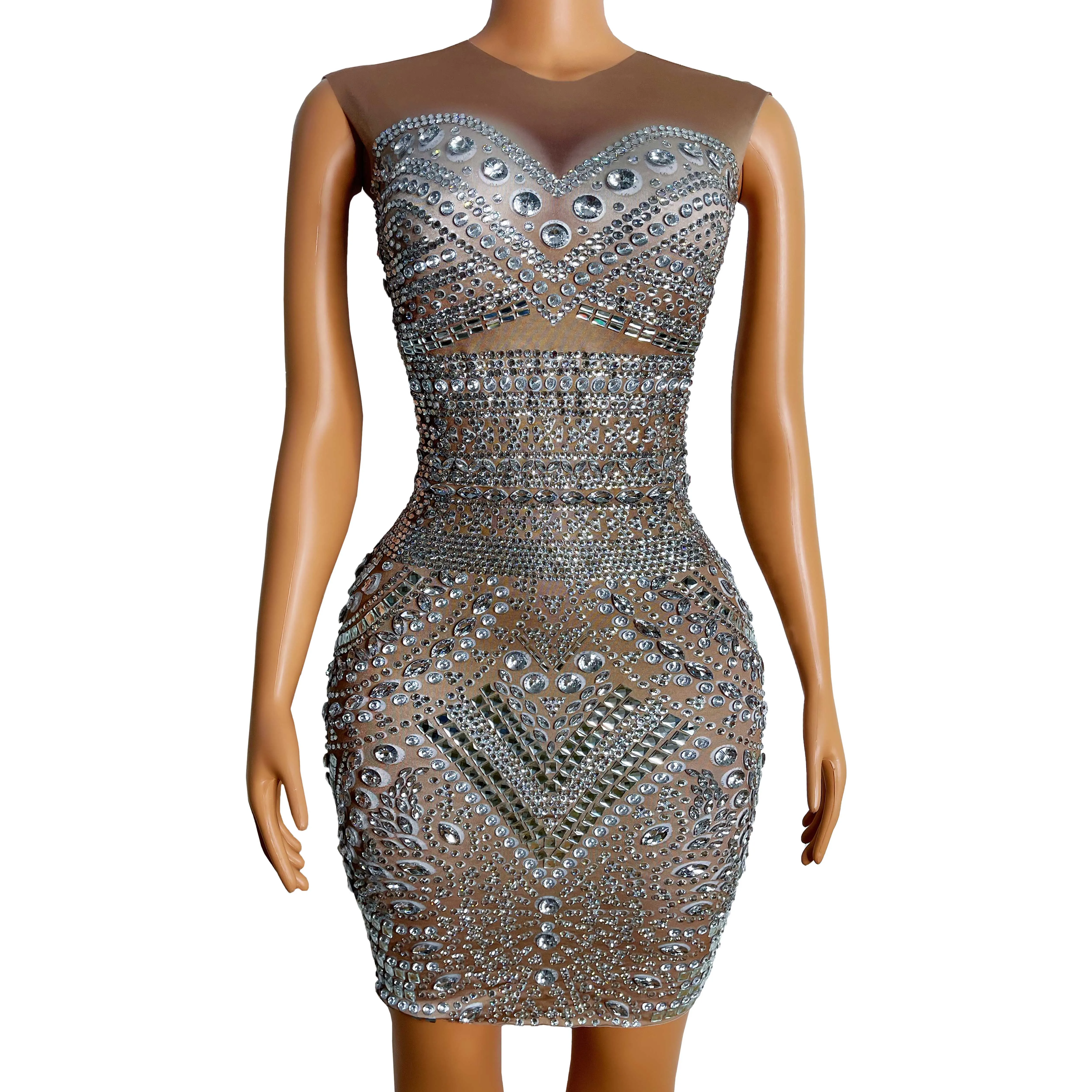 Sparkly Rhinestones Short Dress for Women Evening Prom Celebrate Birthday Dress Sexy Mesh Transparent Singer Show Stage Wear
Sparkly Rhinestones Short Dress for Women Evening Prom Celebrate Birthday Dress Sexy Mesh Transparent Singer Show Stage Wear