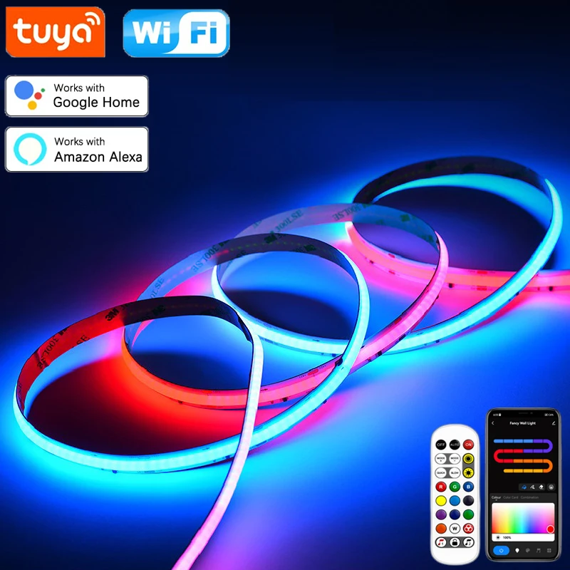 Dream Color COB LED Strip Light DC 24V EU US UK AU Plug Adhesive Tape Tuya Wifi RGBIC LED Ribbon For Room Lighting Decoration
Dream Color COB LED Strip Light DC 24V EU US UK AU Plug Adhesive Tape Tuya Wifi RGBIC LED Ribbon For Room Lighting Decoration