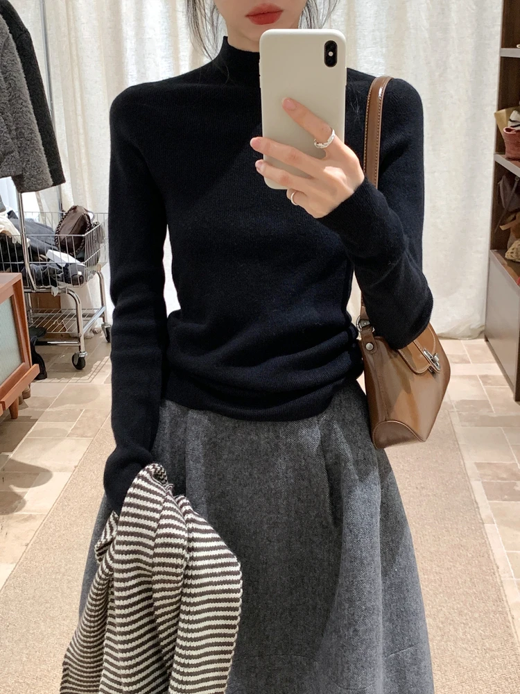 Bla f High Ne Knitted Sweater Women's Slim Fit Base Layer Top Korean Sle Lazy Faion Autumn Winter New Arrival
Bla f High Ne Knitted Sweater Women's Slim Fit Base Layer Top Korean Sle Lazy Faion Autumn Winter New Arrival