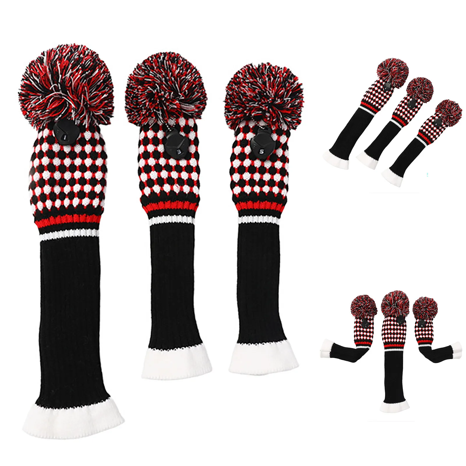 3Pcs/Set Golf Club Dots Knitted Cover Color Block Long Style Head Covers 1 3 5 Driver Fairway Woods Protection
3Pcs/Set Golf Club Dots Knitted Cover Color Block Long Style Head Covers 1 3 5 Driver Fairway Woods Protection