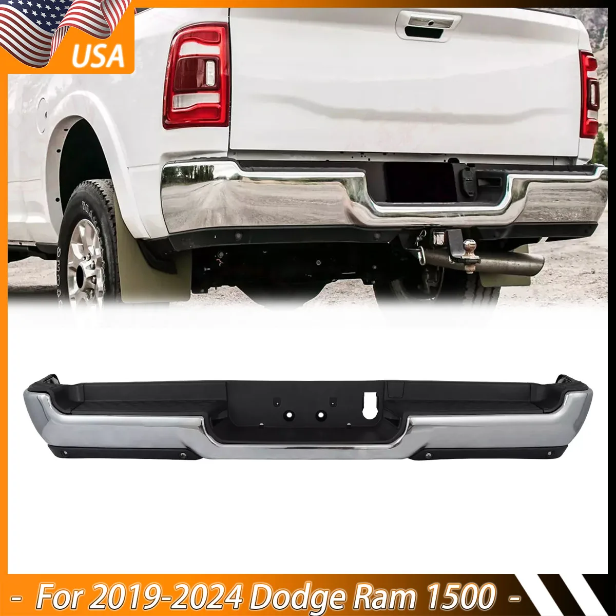Rear Bumper Guard For 2019-2023 Ram 1500 Chrome Rear Bumper Assembly with Single Exhaust & Park Assist Sensor Hole Magickit
Rear Bumper Guard For 2019-2023 Ram 1500 Chrome Rear Bumper Assembly with Single Exhaust & Park Assist Sensor Hole Magickit