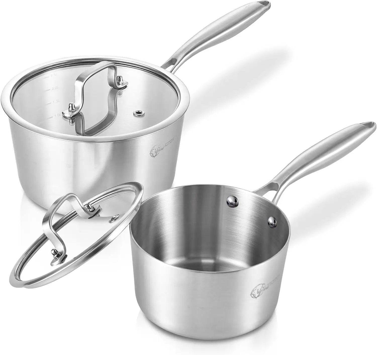 Tri-Ply Stainless Steel Saucepan Set with Lids, 1QT & 2QT, Induction Compatible, Oven and Dishwasher Safe
Tri-Ply Stainless Steel Saucepan Set with Lids, 1QT & 2QT, Induction Compatible, Oven and Dishwasher Safe