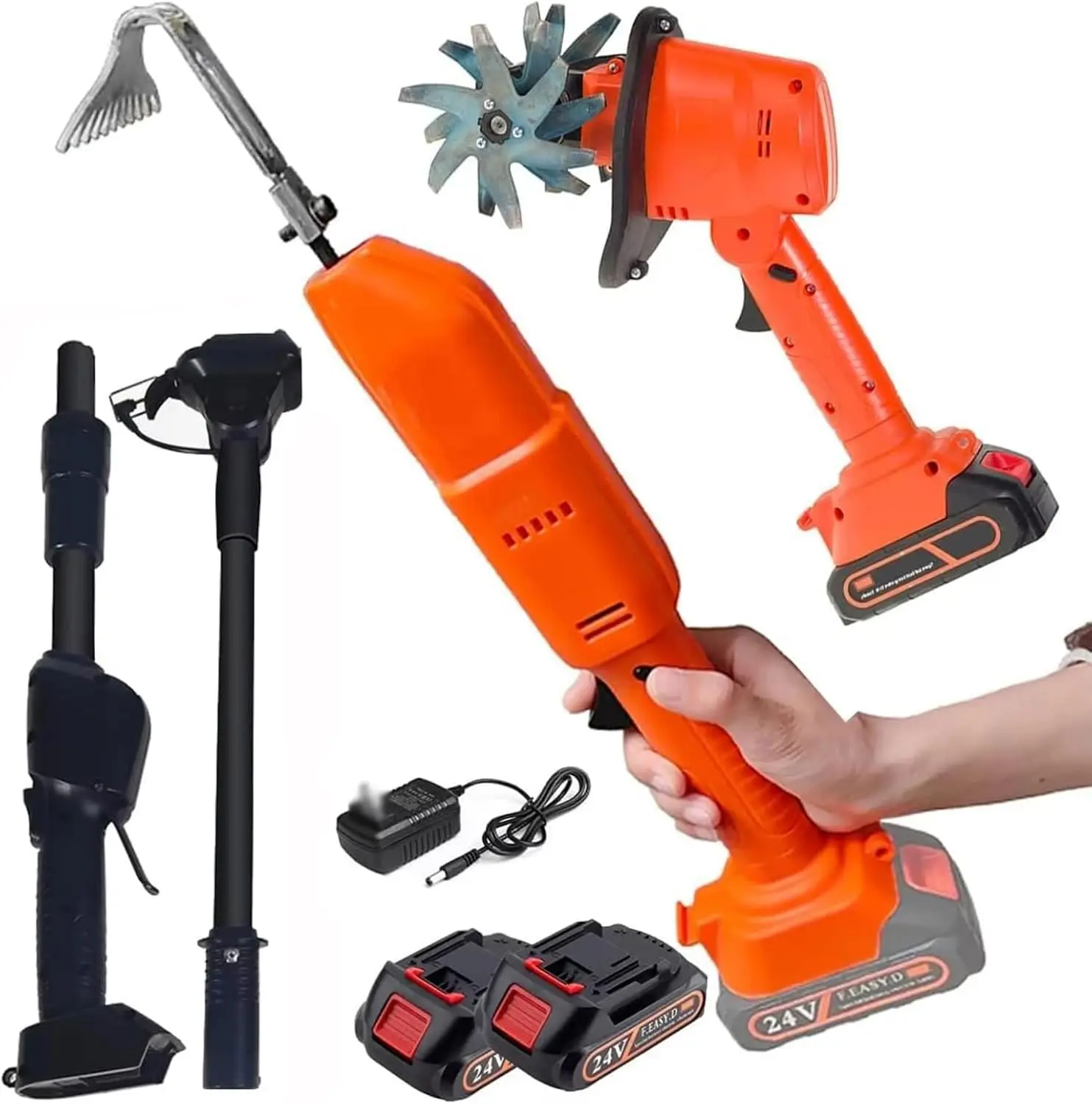 2-in-1 Cordless Tiller Cultivator with Electric Digging Hoe,Electric Garden Lightweight Rotavator with Telescopic Pole Batteries
2-in-1 Cordless Tiller Cultivator with Electric Digging Hoe,Electric Garden Lightweight Rotavator with Telescopic Pole Batteries