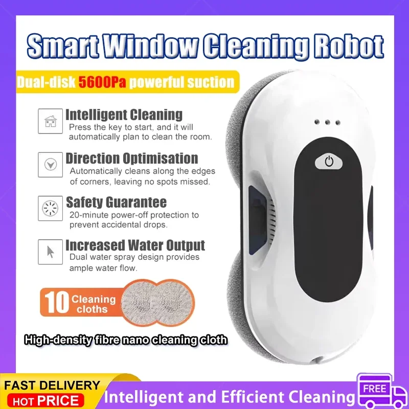 Cross-border Two-way Water Spray Window Cleaning Robot Fully Automatic Intelligent Ultra-thin Household Window Cleaning Artifact
Cross-border Two-way Water Spray Window Cleaning Robot Fully Automatic Intelligent Ultra-thin Household Window Cleaning Artifact