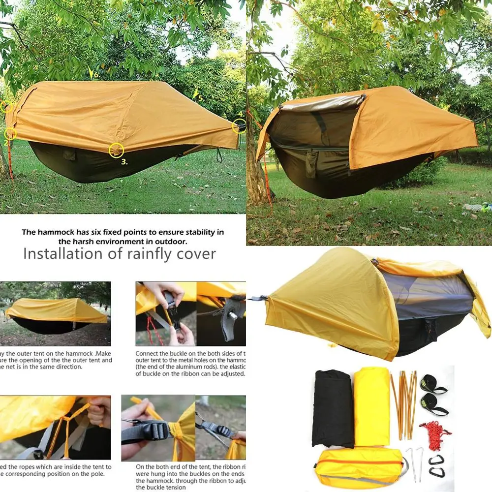Orange L-Size 3-in-1 Camping Hammock with Mosquito Net and Rain Cover for Backpacking and Hiking
Orange L-Size 3-in-1 Camping Hammock with Mosquito Net and Rain Cover for Backpacking and Hiking