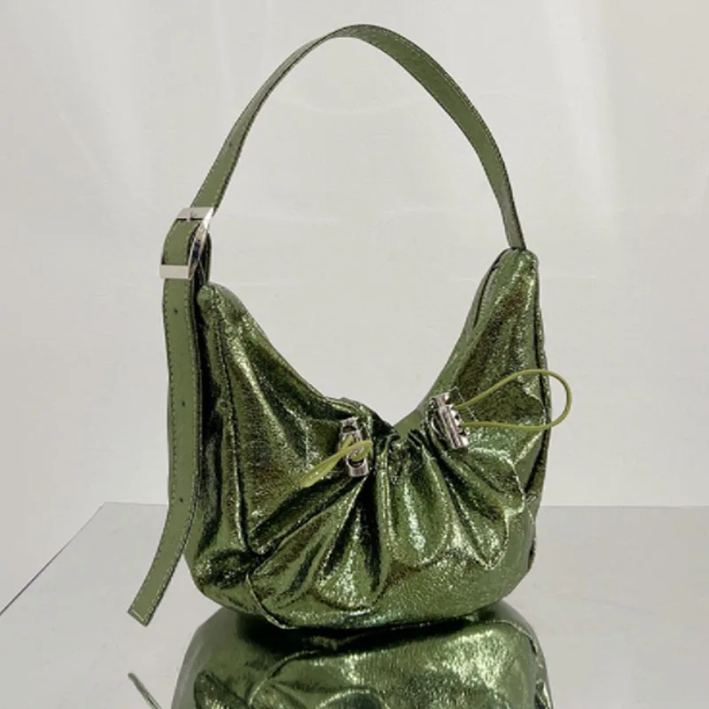 Design Pleated Women Bag Fashion Half-moon Shoulder Bag Underarm Bag Shiny Versatile Casual Handbag
Design Pleated Women Bag Fashion Half-moon Shoulder Bag Underarm Bag Shiny Versatile Casual Handbag