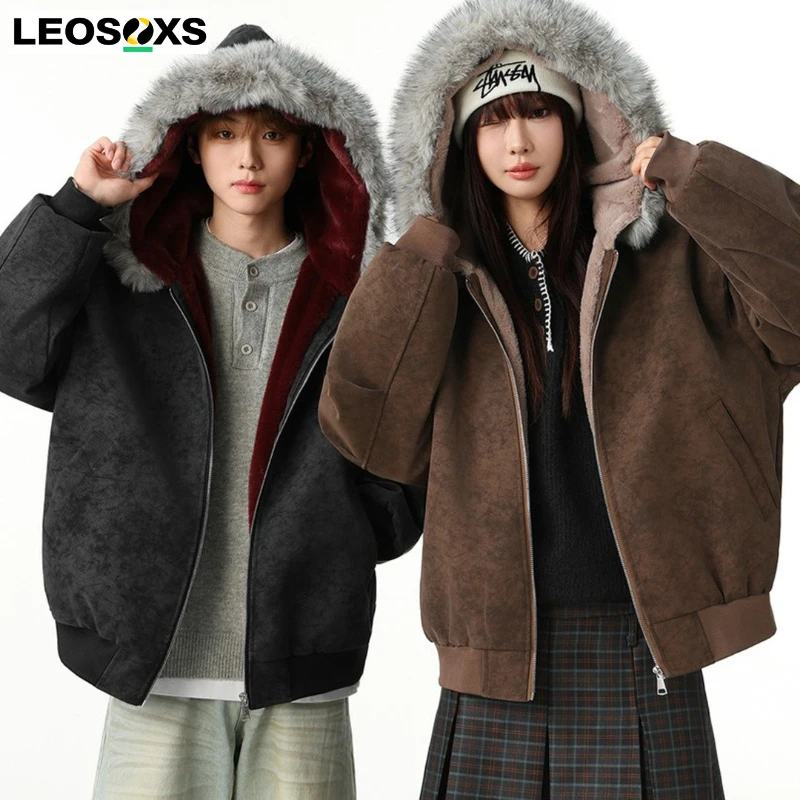 American Dyed Thickened Cotton Jacket with Large Fur Collar Men's Winter Coat Warm Y2K Windproof Wear Resistant Zipper Closure
American Dyed Thickened Cotton Jacket with Large Fur Collar Men's Winter Coat Warm Y2K Windproof Wear Resistant Zipper Closure