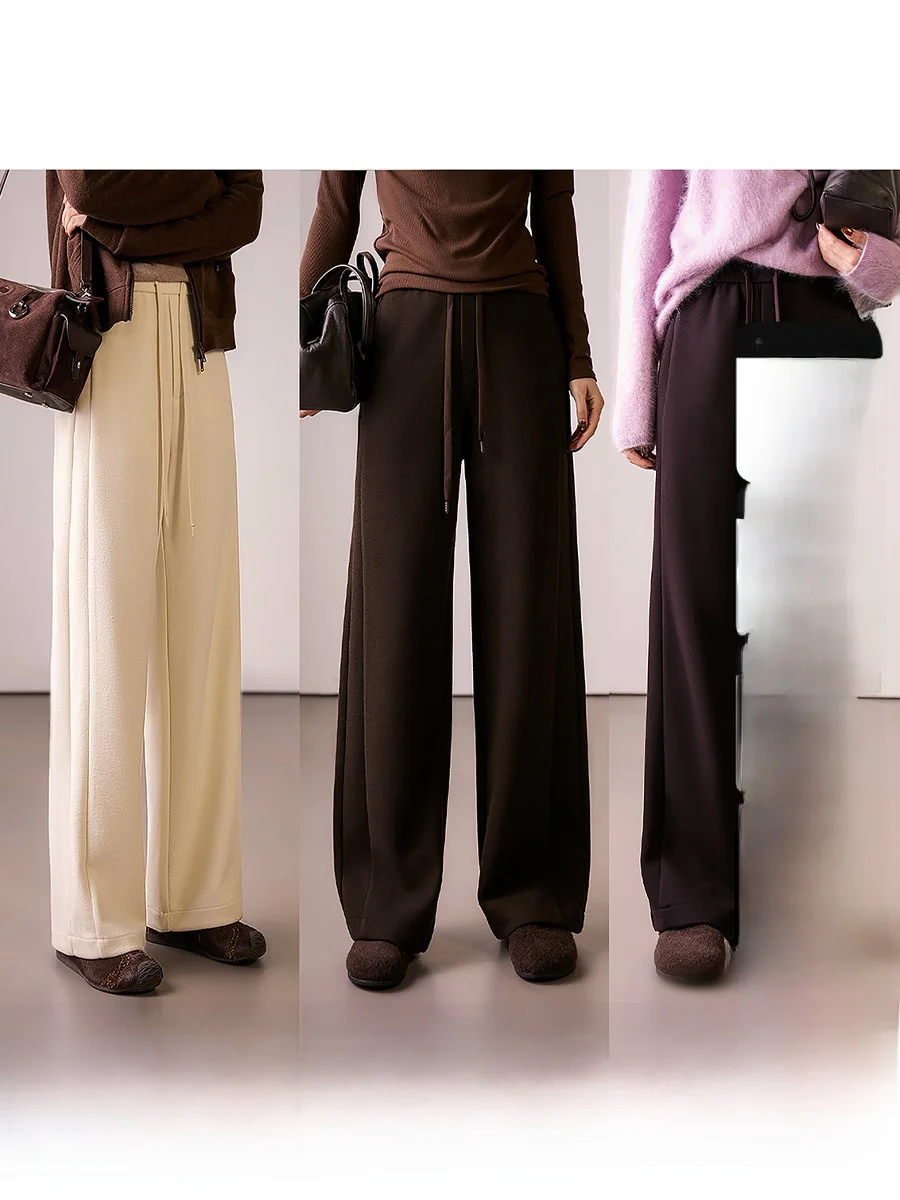 Ladies' Woolen Knitted Wide Leg Casual Pants High Waist Straight Tube Trousers Dra Effect Comfortable Warm Faionable
Ladies' Woolen Knitted Wide Leg Casual Pants High Waist Straight Tube Trousers Dra Effect Comfortable Warm Faionable