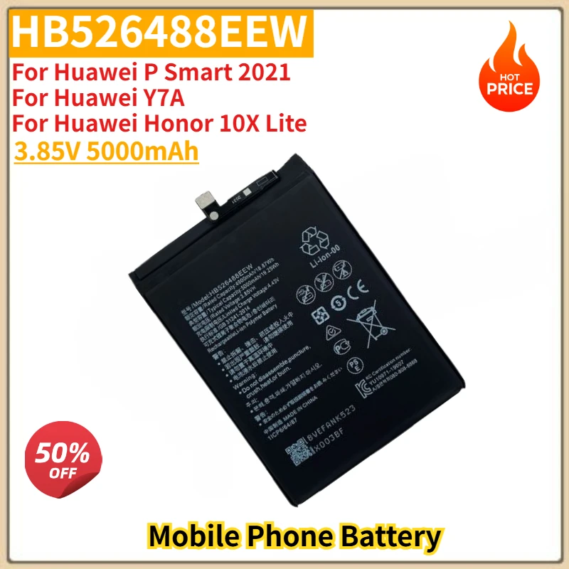 HB526488EEW High Quality Phone Battery 3.85V 5000mAh For Huawei P Smart 2021/Y7A/Honor 10X Lite Brand New Replacement Battery
HB526488EEW High Quality Phone Battery 3.85V 5000mAh For Huawei P Smart 2021/Y7A/Honor 10X Lite Brand New Replacement Battery