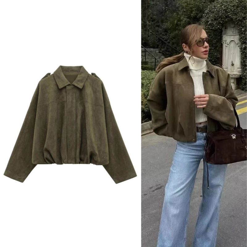 Women's Fashion Suede Jacket Lapel Zipper Long Sleeve Pocketed Coat Versatile Top for Commuting Street Style and Casual Wear
Women's Fashion Suede Jacket Lapel Zipper Long Sleeve Pocketed Coat Versatile Top for Commuting Street Style and Casual Wear