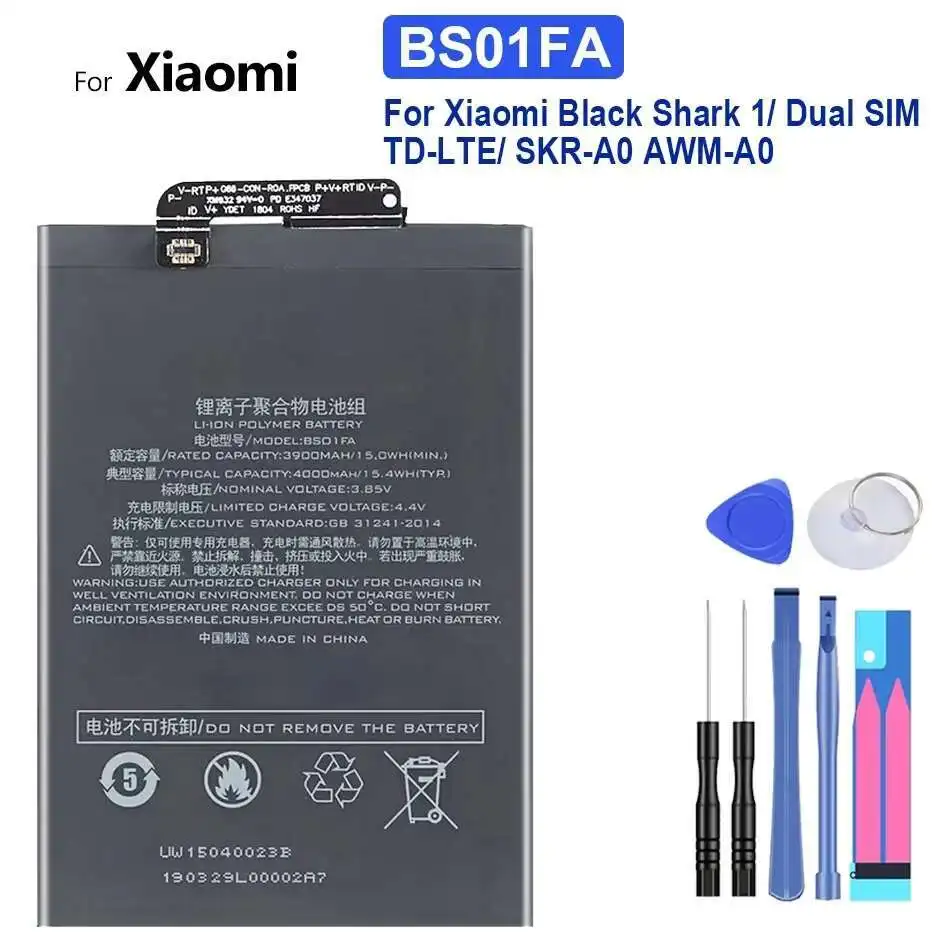 Надежная мощность BS01FA для Xiaomi Black Shark 1 Black Shark Dual Sim TD-Lte Skr-A0 Awm-A0 Аккумулятор мобильного телефона 4000 мАч
Надежная мощность BS01FA для Xiaomi Black Shark 1 Black Shark Dual Sim TD-Lte Skr-A0 Awm-A0 Аккумулятор мобильного телефона 4000 мАч