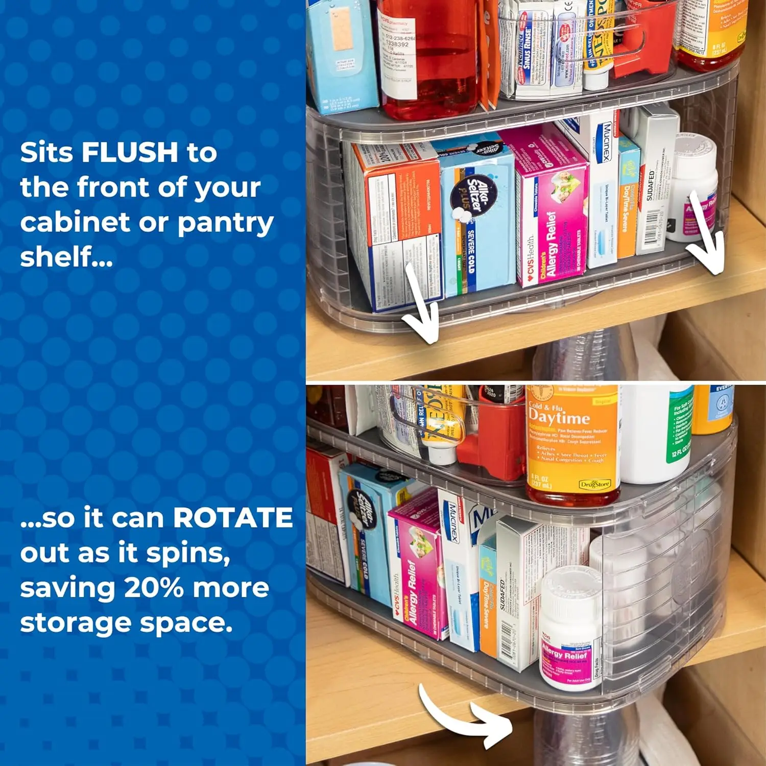Kitchen Organizer For Canned Goods: 2-Tiered Robust Turntable Organizer For Cabinet/Pantry. Steel Reinforced Holds Up To 30
Kitchen Organizer For Canned Goods: 2-Tiered Robust Turntable Organizer For Cabinet/Pantry. Steel Reinforced Holds Up To 30