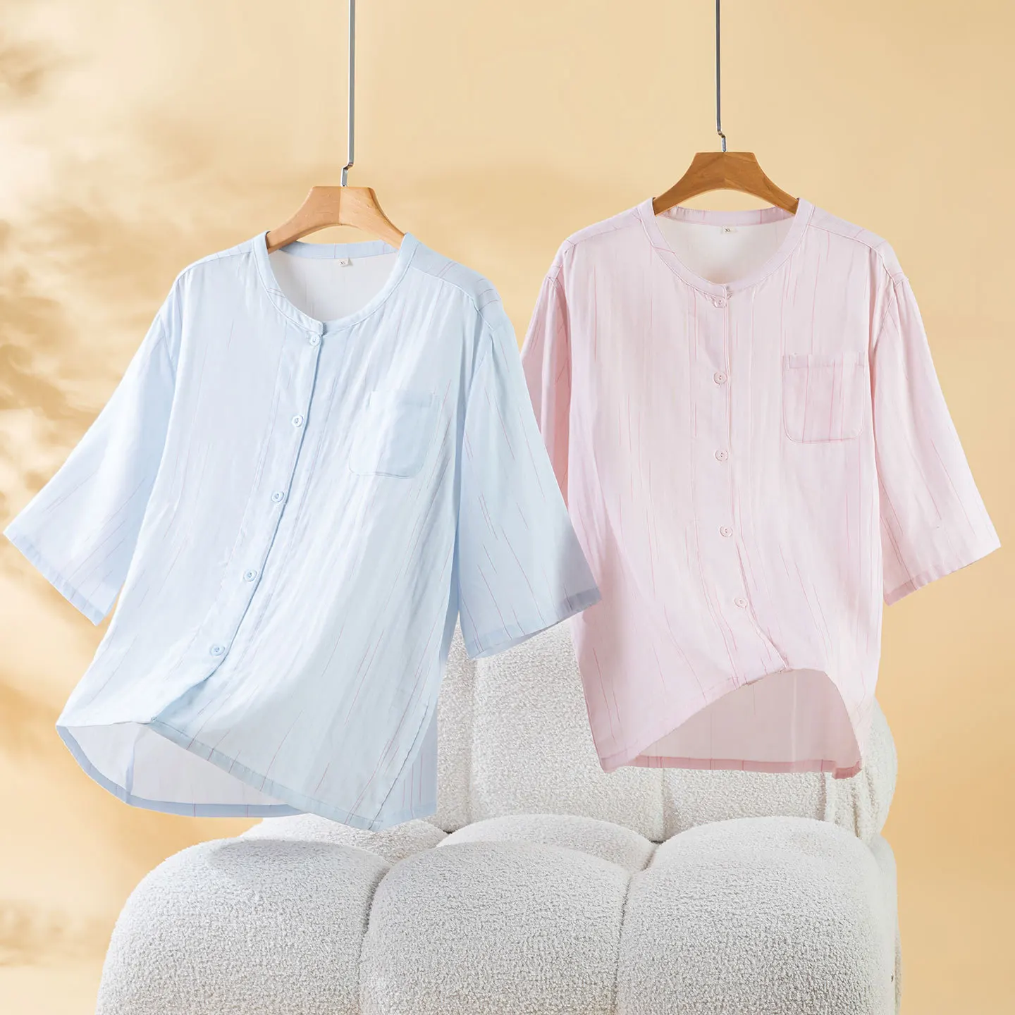 Cotton Pajama Set Women's Three Quarter Sleeve Trousers Striped 2 Piece Set Women's Soft Homewear
Cotton Pajama Set Women's Three Quarter Sleeve Trousers Striped 2 Piece Set Women's Soft Homewear