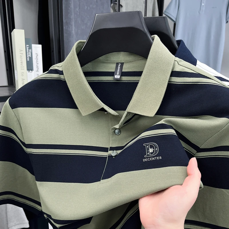 YEAE Summer Mercerized Cotton Lapel Polo Shirt Men's Striped Short-sleeved T-shirt Casual Business Breathable Half-sleeved Tops
YEAE Summer Mercerized Cotton Lapel Polo Shirt Men's Striped Short-sleeved T-shirt Casual Business Breathable Half-sleeved Tops