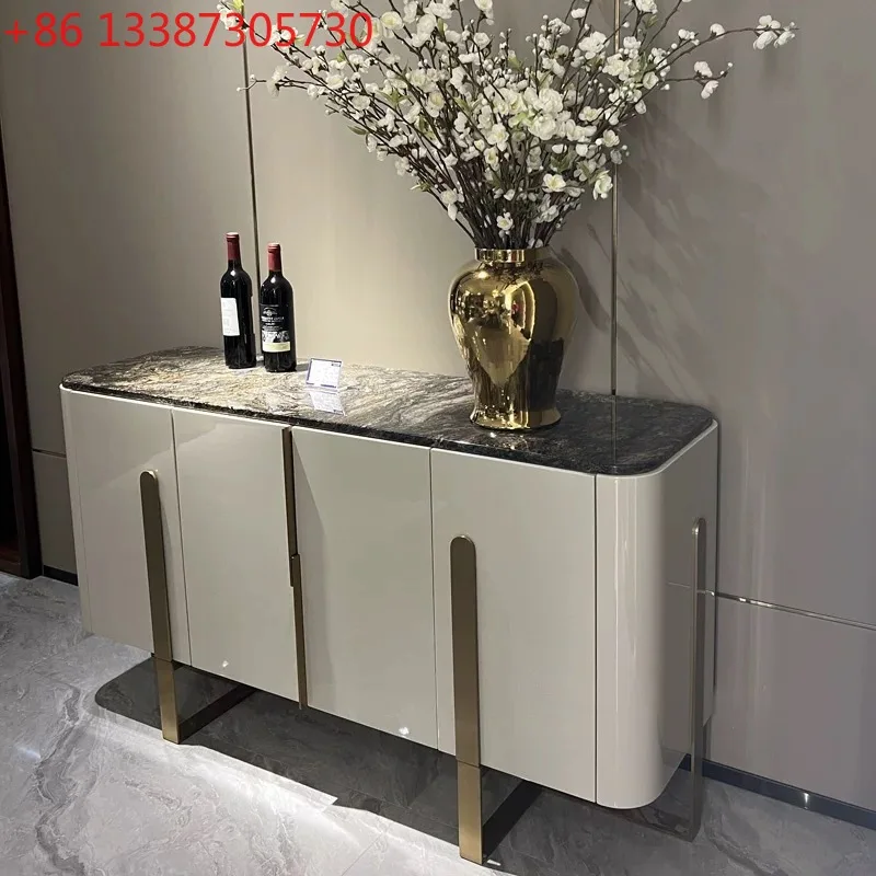 Italian light luxury dining side cabinet marble surface stainless steel
Italian light luxury dining side cabinet marble surface stainless steel