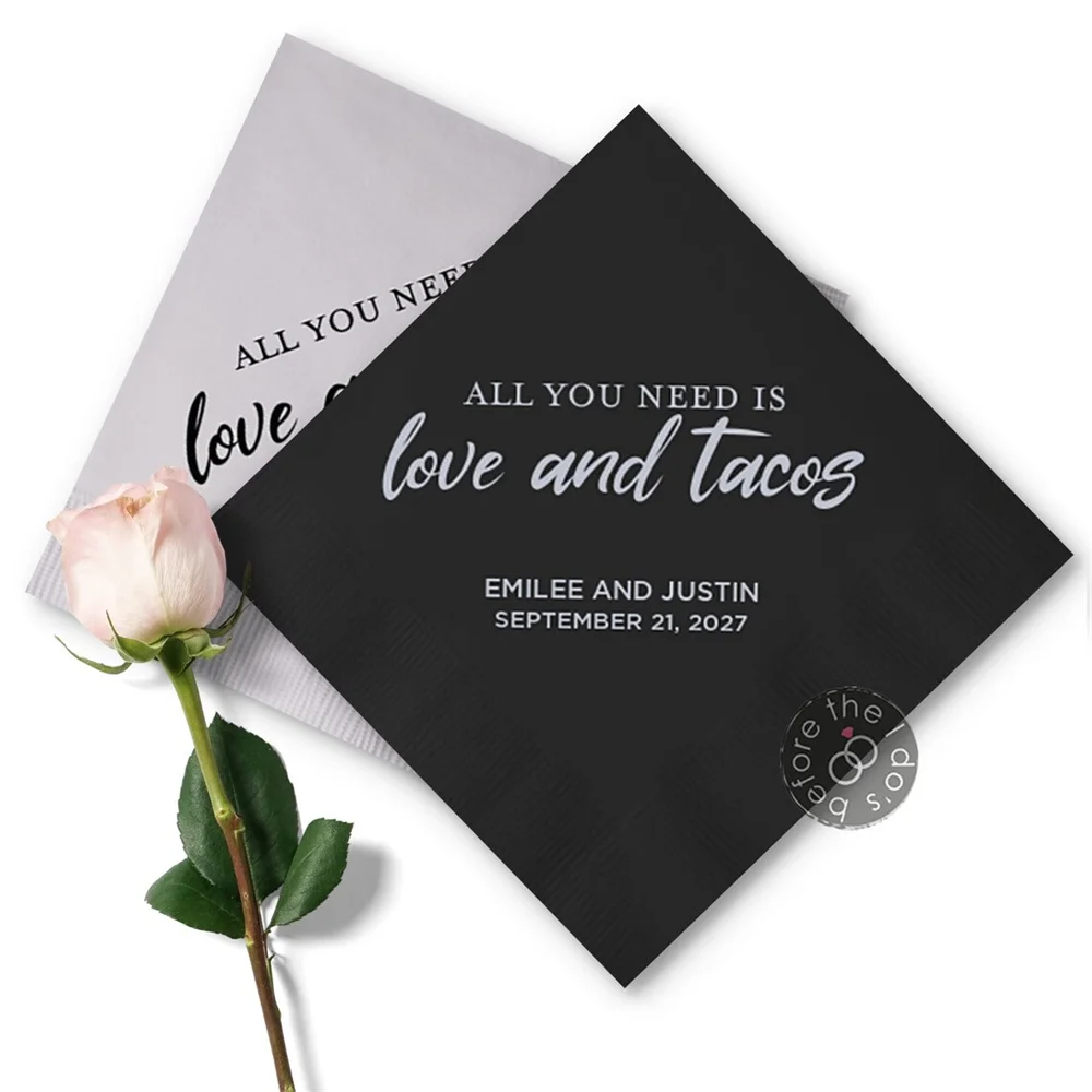 All You Need is Love and Tacos Personalized Wedding Napkins - Cocktail Napkins - Paper Wedding Napkins - Wedding Bar Napkins - C
All You Need is Love and Tacos Personalized Wedding Napkins - Cocktail Napkins - Paper Wedding Napkins - Wedding Bar Napkins - C