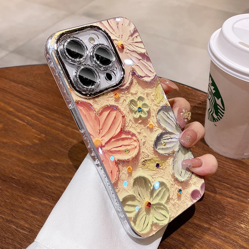 INS Glitter lens film oil painting floral phone case for iphone 13 15 16 14 16Pro 14pro 13Pro Max shockproof dot diamonds cover
INS Glitter lens film oil painting floral phone case for iphone 13 15 16 14 16Pro 14pro 13Pro Max shockproof dot diamonds cover