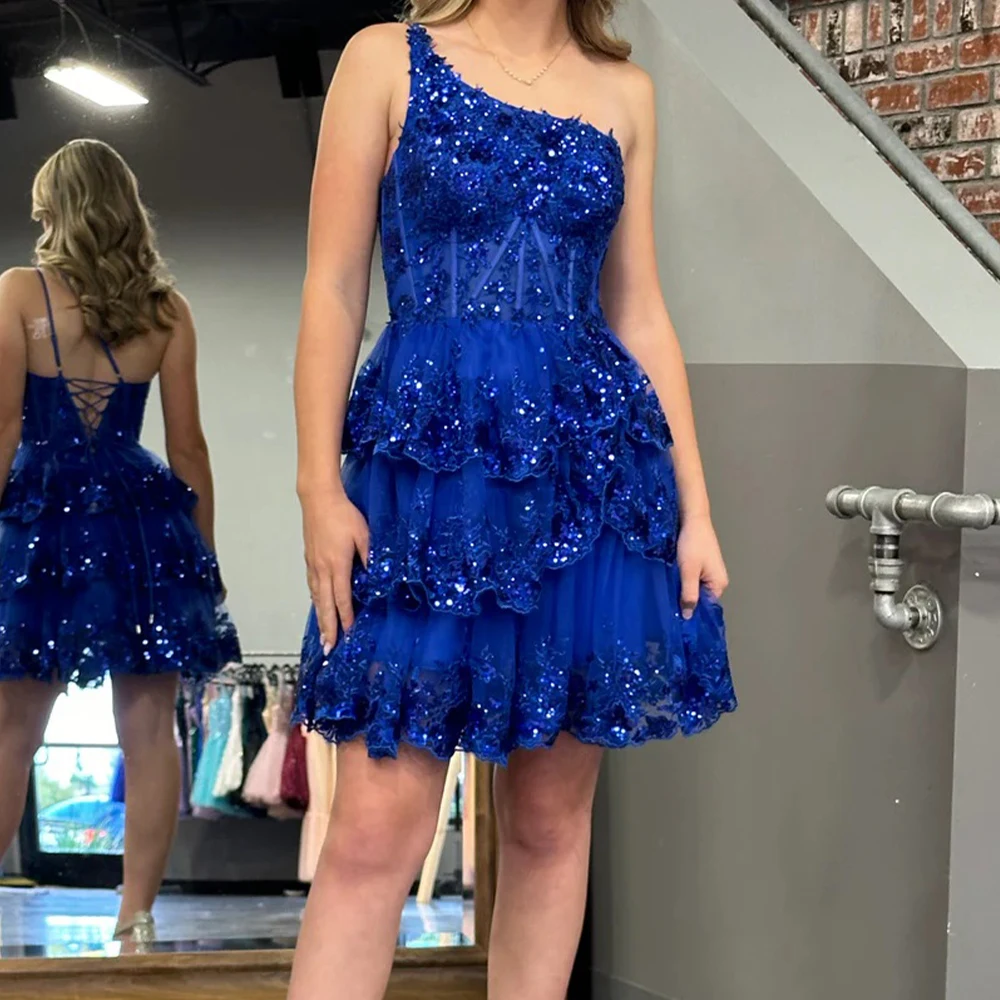 Shiny Homecoming Dresses One Shoulder Lace up Closure A Line Appliques Sequined Short Prom Birthday Party Gowns Cocktail Dress
Shiny Homecoming Dresses One Shoulder Lace up Closure A Line Appliques Sequined Short Prom Birthday Party Gowns Cocktail Dress