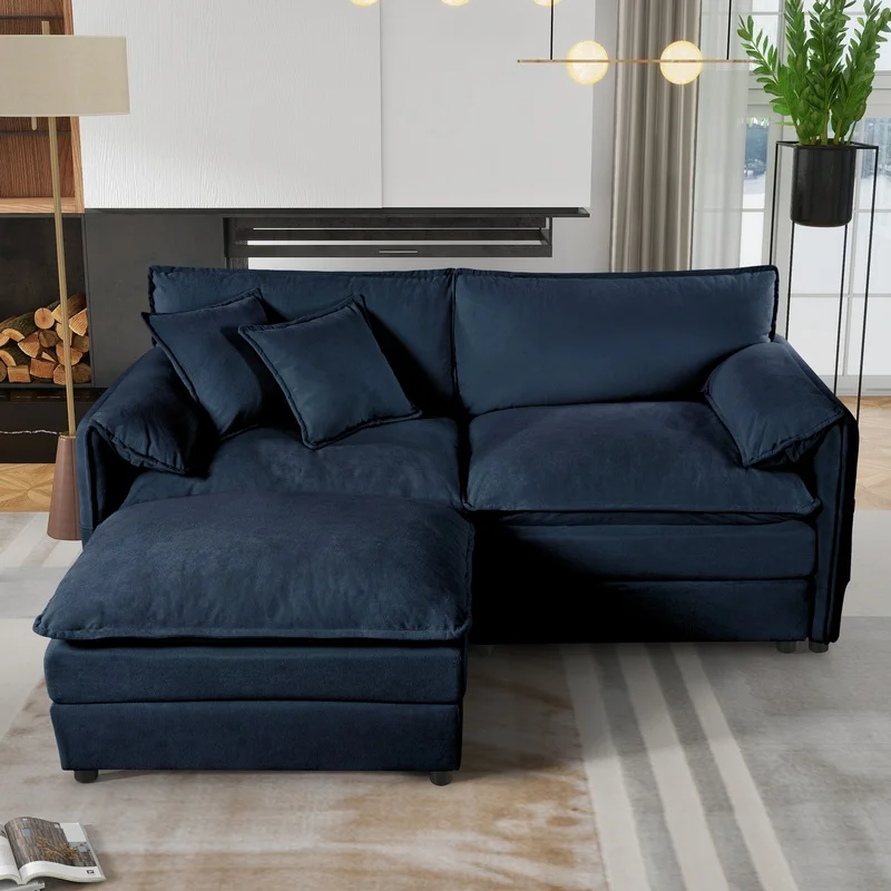 Modern Blue L-Shaped Sectional Sofa with Ottoman, Modular Comfy Couch for Living Room or Apartment
Modern Blue L-Shaped Sectional Sofa with Ottoman, Modular Comfy Couch for Living Room or Apartment