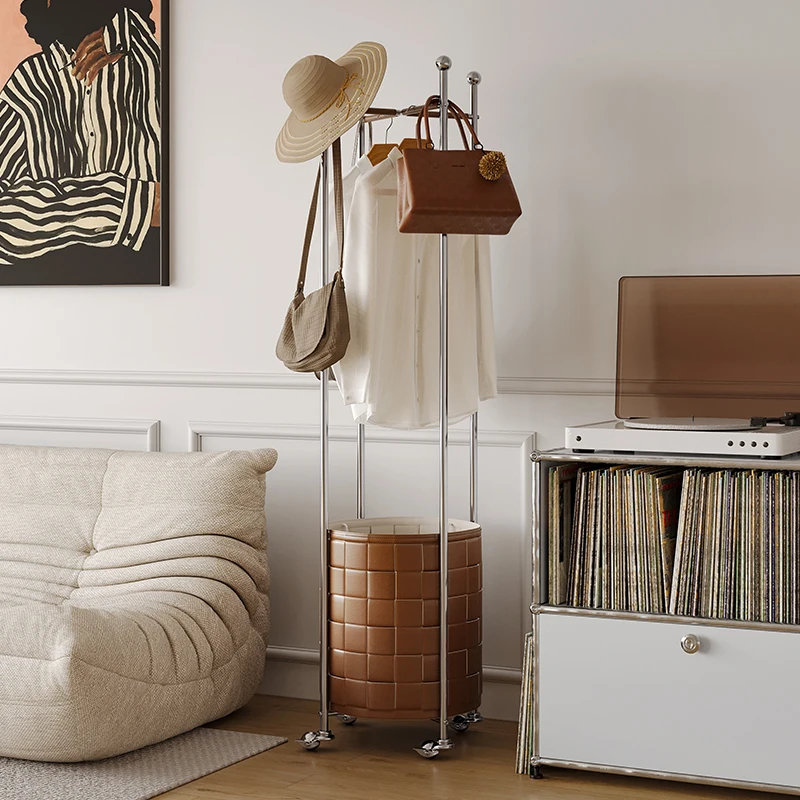 Floor-to-ceiling storage hangers, bedroom movable, simple household small household ins stainless steel woven leather coat rack
Floor-to-ceiling storage hangers, bedroom movable, simple household small household ins stainless steel woven leather coat rack