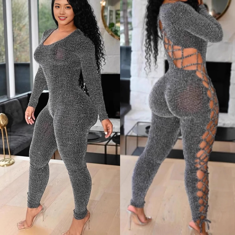 Women Sexy Hollow Out Lace-up Jumpsuit Fall Fashion Casual All Printed Long Sleeve Romper Night Club Scoop Neck Skinny Bodysuit
Women Sexy Hollow Out Lace-up Jumpsuit Fall Fashion Casual All Printed Long Sleeve Romper Night Club Scoop Neck Skinny Bodysuit