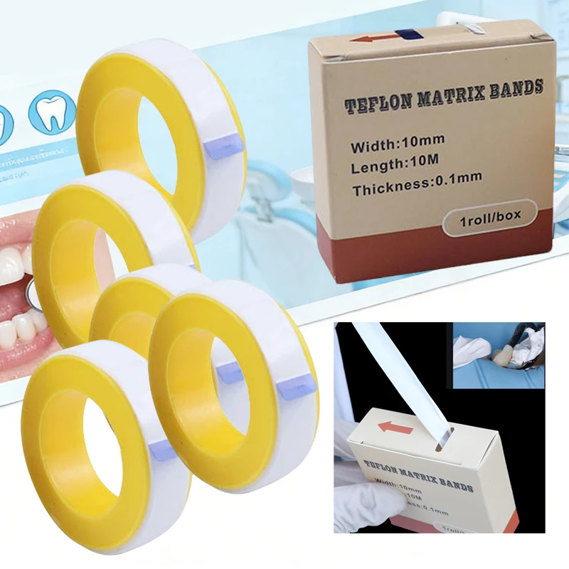5Roll Dental Teflon Matrix Bands Strong Tear-Resistant White Strips Matrix Retainer For Filling Cavities
5Roll Dental Teflon Matrix Bands Strong Tear-Resistant White Strips Matrix Retainer For Filling Cavities