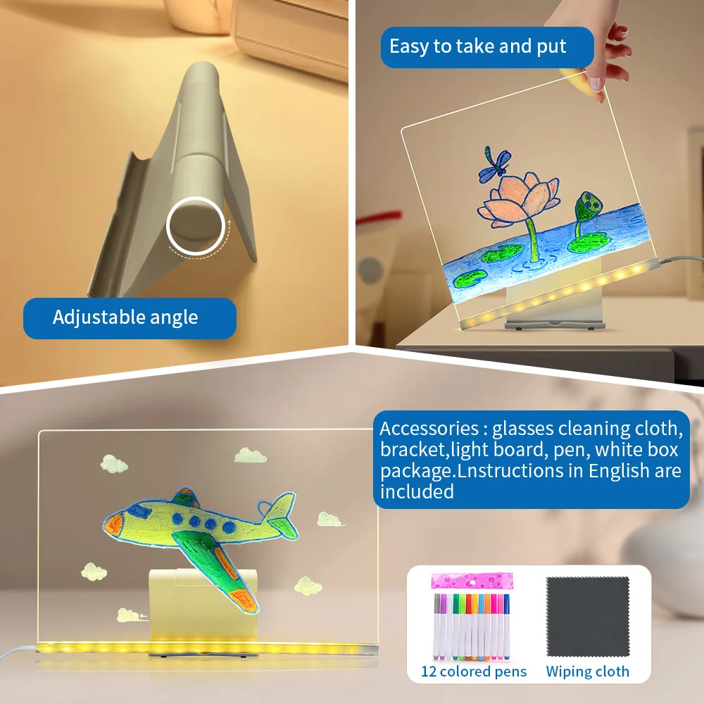 USB LED night light message note board light with bracket rewritable children's painting board gift bedroom night light
USB LED night light message note board light with bracket rewritable children's painting board gift bedroom night light
