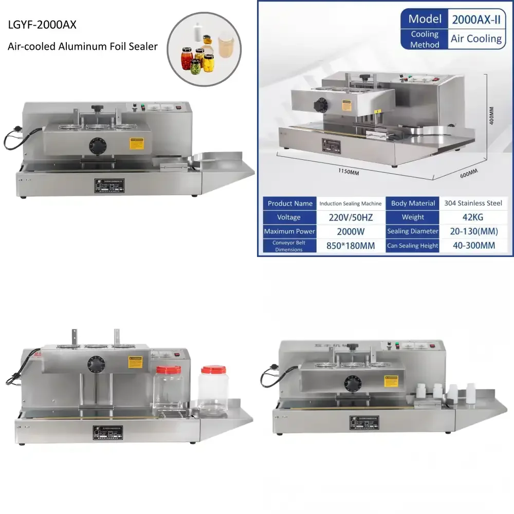 LGYF 2000AX Factory Direct Desktop Air Cooled Aluminum Foil Sealing Machine for Beverage Bottles 70-120 Bottles/Min Made 304
LGYF 2000AX Factory Direct Desktop Air Cooled Aluminum Foil Sealing Machine for Beverage Bottles 70-120 Bottles/Min Made 304