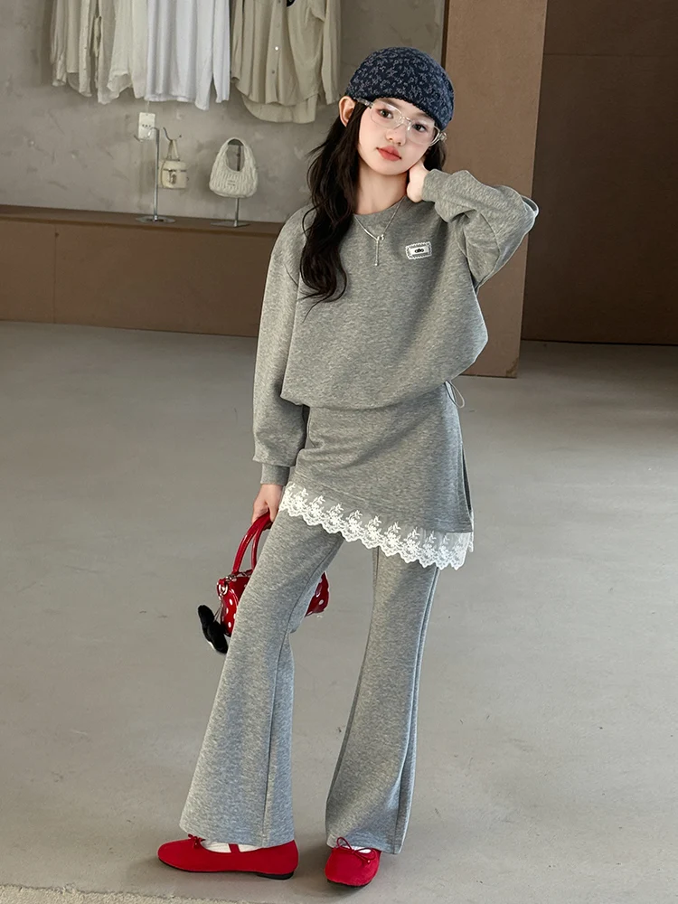 Girls' Autumn Sweatirt Set Lace Bell Bot Pants Two Piece Suite round Ne Long Sve Casual Sportswear for Teenagers
Girls' Autumn Sweatirt Set Lace Bell Bot Pants Two Piece Suite round Ne Long Sve Casual Sportswear for Teenagers
