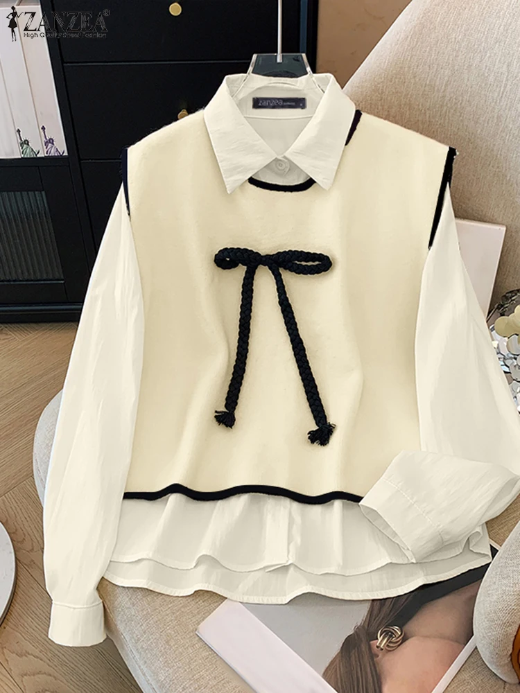 ZANZEA Streetwear Lepel Neck Chemise Long Sleeve Terry Sleeveless Tops Women's Casual 2-Pieces Blouses Korean Fashion Shirts
ZANZEA Streetwear Lepel Neck Chemise Long Sleeve Terry Sleeveless Tops Women's Casual 2-Pieces Blouses Korean Fashion Shirts