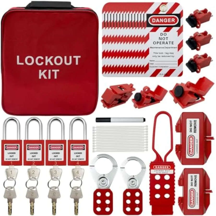 Lockout Tagout Kit Electrical Loto - Clamp-On Circuit Breaker Lockout, Group Lockout Hasps, Lockout Tag, Universal Multi- Pole
Lockout Tagout Kit Electrical Loto - Clamp-On Circuit Breaker Lockout, Group Lockout Hasps, Lockout Tag, Universal Multi- Pole