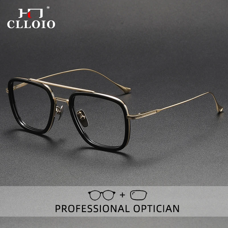CLLOIO Classic Iron Man Glasses Men Titanium Acetic Frame Anti Blue Ray Reading Glasses Myopia Prescription Optical Eyewear
CLLOIO Classic Iron Man Glasses Men Titanium Acetic Frame Anti Blue Ray Reading Glasses Myopia Prescription Optical Eyewear