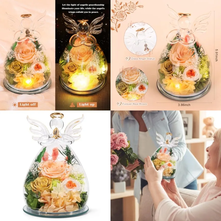 Gifts for Mom Mothers Day Birthday Gifts for Women Preserved Rose Forever Flower in Glass Angel Figurines Fresh Flowers for Del
Gifts for Mom Mothers Day Birthday Gifts for Women Preserved Rose Forever Flower in Glass Angel Figurines Fresh Flowers for Del