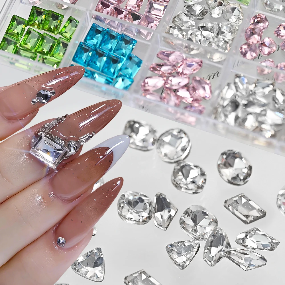 15 Grids 90pcs Mixed Shape Colorful Diamonds Crystal Glass Rhinestone Sharp Bottom Sparkle Gemstone Jewelry Manicure Decorations
15 Grids 90pcs Mixed Shape Colorful Diamonds Crystal Glass Rhinestone Sharp Bottom Sparkle Gemstone Jewelry Manicure Decorations