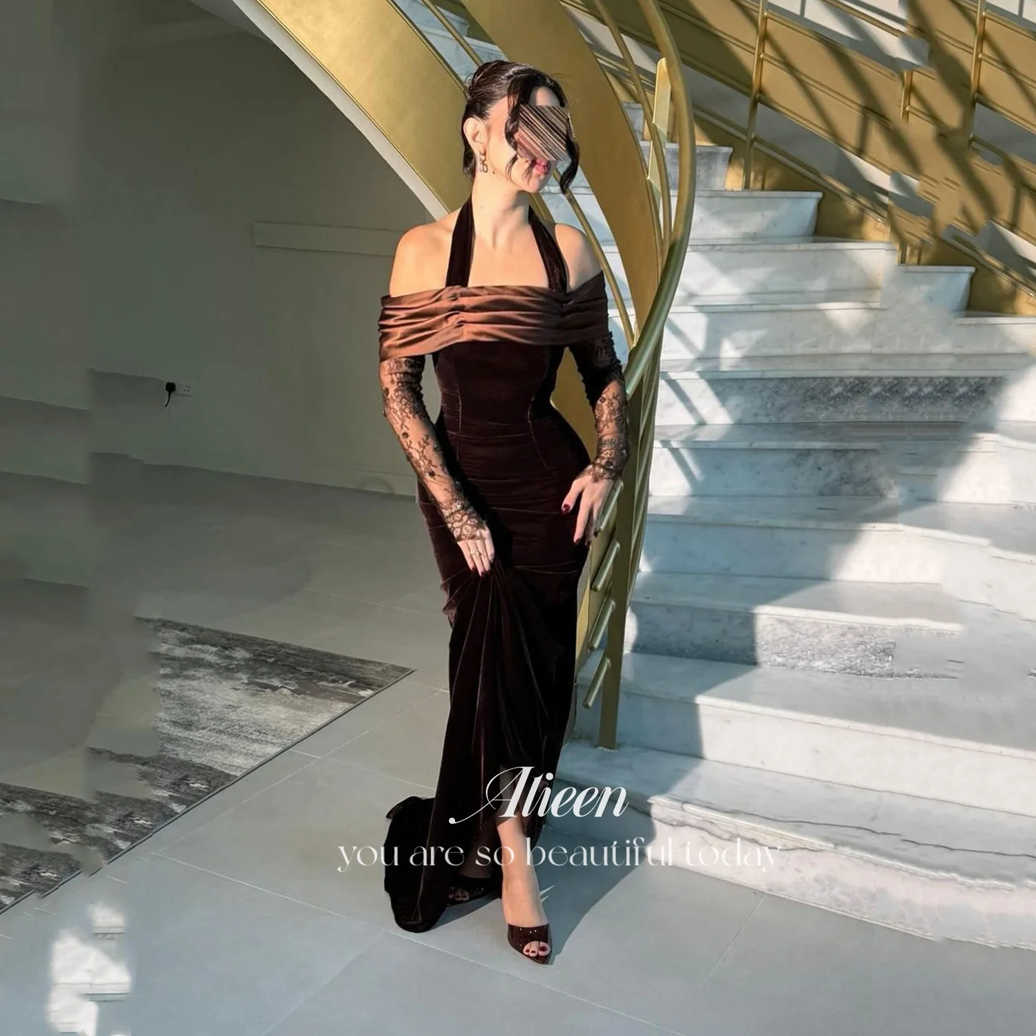Aileen Vestidos De Fiesta Prom Dress فساتين سهرة Brown Women's Evening Dress Customized Halter Neck Velvet Mermaid Dresses Gala
Aileen Vestidos De Fiesta Prom Dress فساتين سهرة Brown Women's Evening Dress Customized Halter Neck Velvet Mermaid Dresses Gala