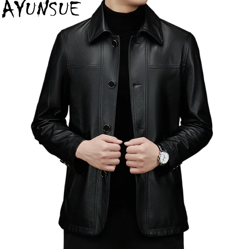 AYUNSUE Genuine Leather Jacket Man Spring Autumn Real Cowhide Leather Coat Fashion Lapel Slim Men's Jackets lederjacke herren
AYUNSUE Genuine Leather Jacket Man Spring Autumn Real Cowhide Leather Coat Fashion Lapel Slim Men's Jackets lederjacke herren