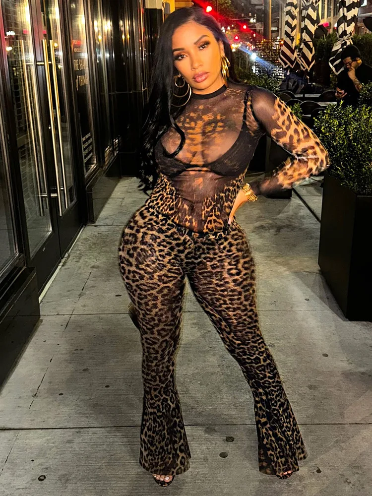 Sexy Leopard Print 2 Piece Sets Women Outfit Night Club Birthday Mesh See-through Long Sleeve Top and Flare Pants Matching Sets
Sexy Leopard Print 2 Piece Sets Women Outfit Night Club Birthday Mesh See-through Long Sleeve Top and Flare Pants Matching Sets