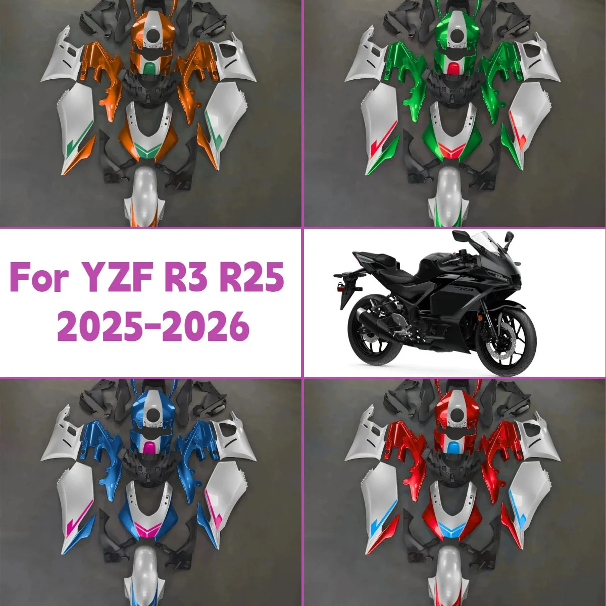 For 2025 2026 Yamaha YZFR3 YZFR25 Injection Molded Fairings Kit Unique Design 25 26 YZF R3 R25 Replacement Fairing Set
For 2025 2026 Yamaha YZFR3 YZFR25 Injection Molded Fairings Kit Unique Design 25 26 YZF R3 R25 Replacement Fairing Set