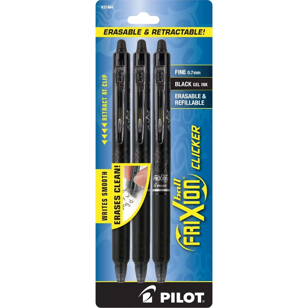 Erasable Gel Pens Fine Point Black Ink 3 Pack Clicker Retractable Friction Heat Disappearing Student Office School Supplies Stationery
Erasable Gel Pens Fine Point Black Ink 3 Pack Clicker Retractable Friction Heat Disappearing Student Office School Supplies Stationery