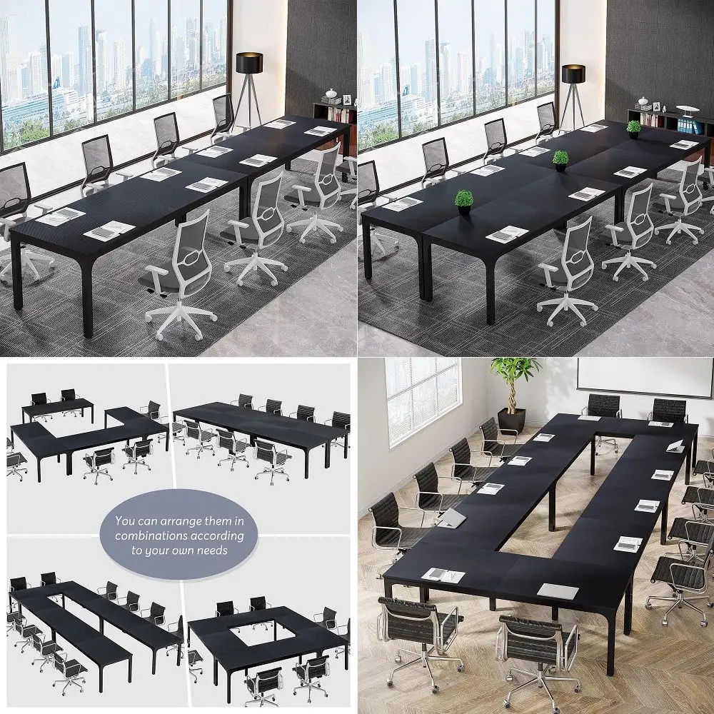 55.1 W Conference Table for 4 People, Small Meeting Table with Thick Tabletop and Double Trapezoidal Legs, Modern Wood Seminar
55.1 W Conference Table for 4 People, Small Meeting Table with Thick Tabletop and Double Trapezoidal Legs, Modern Wood Seminar