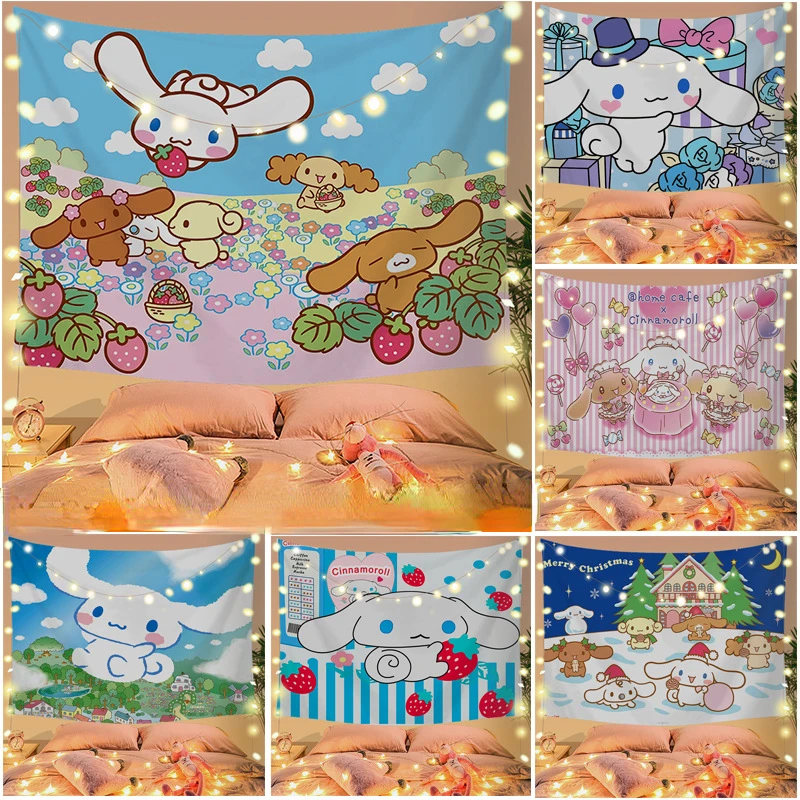 Милый гобелен в стиле аниме Cinnamoroll, Настенный декор для комнаты Sanrio Cinnamoroll, тканевый гобелен для детской спальни, фоновое украшение
Милый гобелен в стиле аниме Cinnamoroll, Настенный декор для комнаты Sanrio Cinnamoroll, тканевый гобелен для детской спальни, фоновое украшение