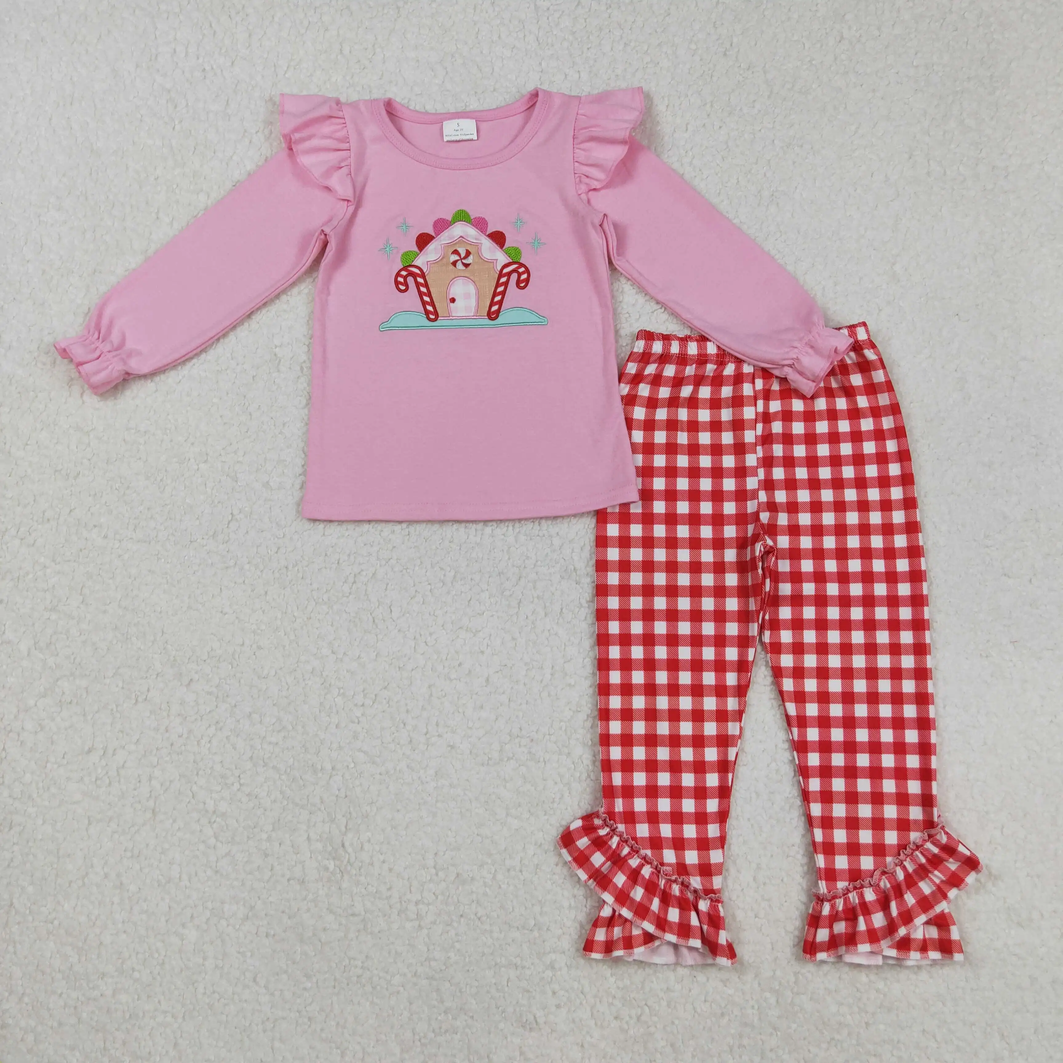 8.29y Christmas children's girls clothing wholesale boutique embroidered candy cane pink long-sleeved red plaid trouser suit
8.29y Christmas children's girls clothing wholesale boutique embroidered candy cane pink long-sleeved red plaid trouser suit