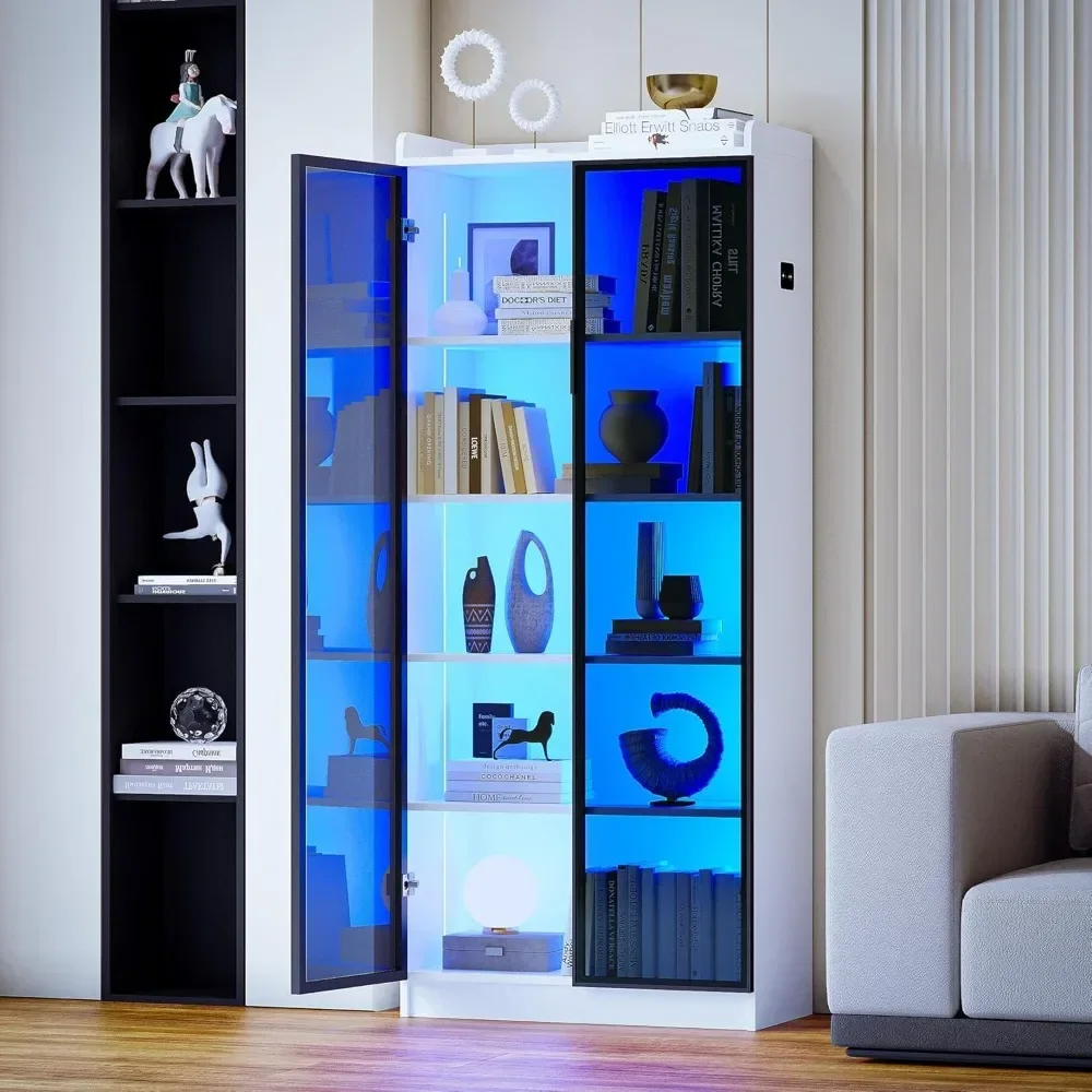 Glass Display Cabinet with Acrylic Glass Door, LED Bookcase with Human Sensor 3-Color Lights, 5-Tier Curio Storage,Glass Display
Glass Display Cabinet with Acrylic Glass Door, LED Bookcase with Human Sensor 3-Color Lights, 5-Tier Curio Storage,Glass Display