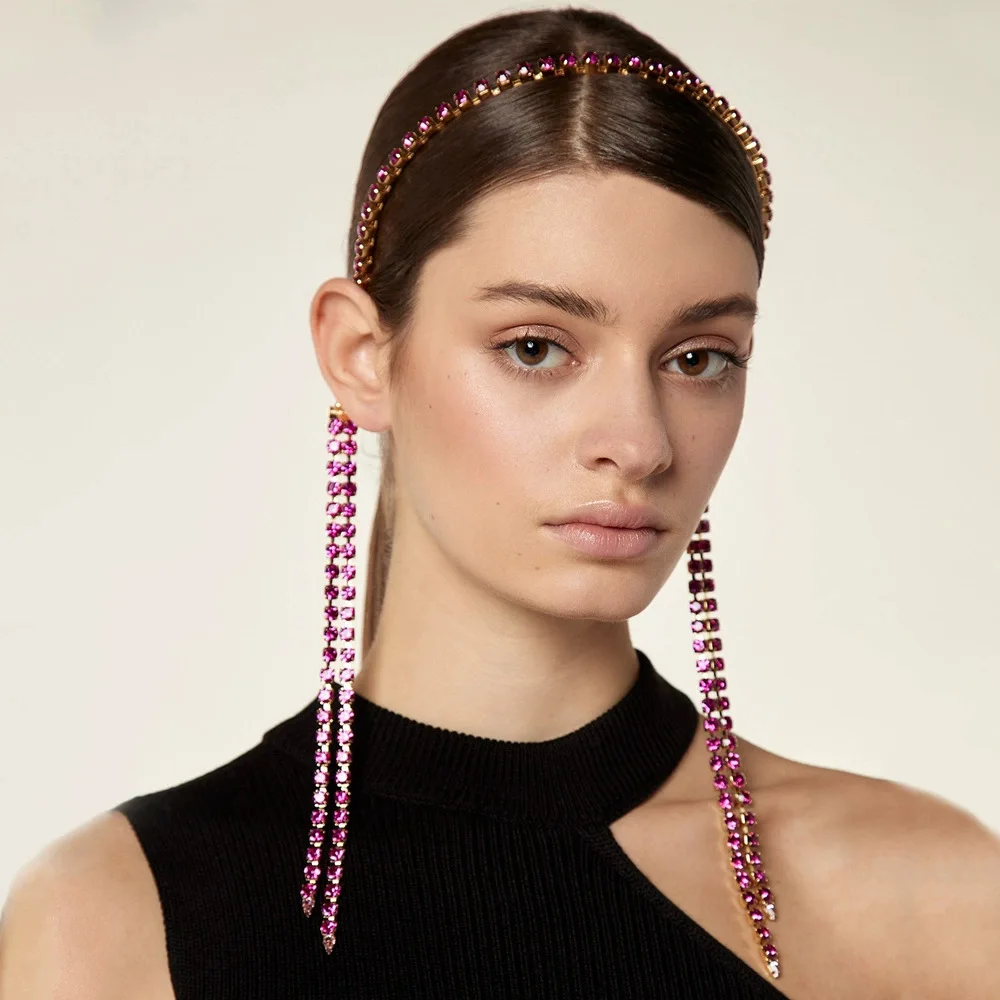 Korean-style trendy fringe hairband for women, simple and fashionable pink rhinestone hair accessory
Korean-style trendy fringe hairband for women, simple and fashionable pink rhinestone hair accessory