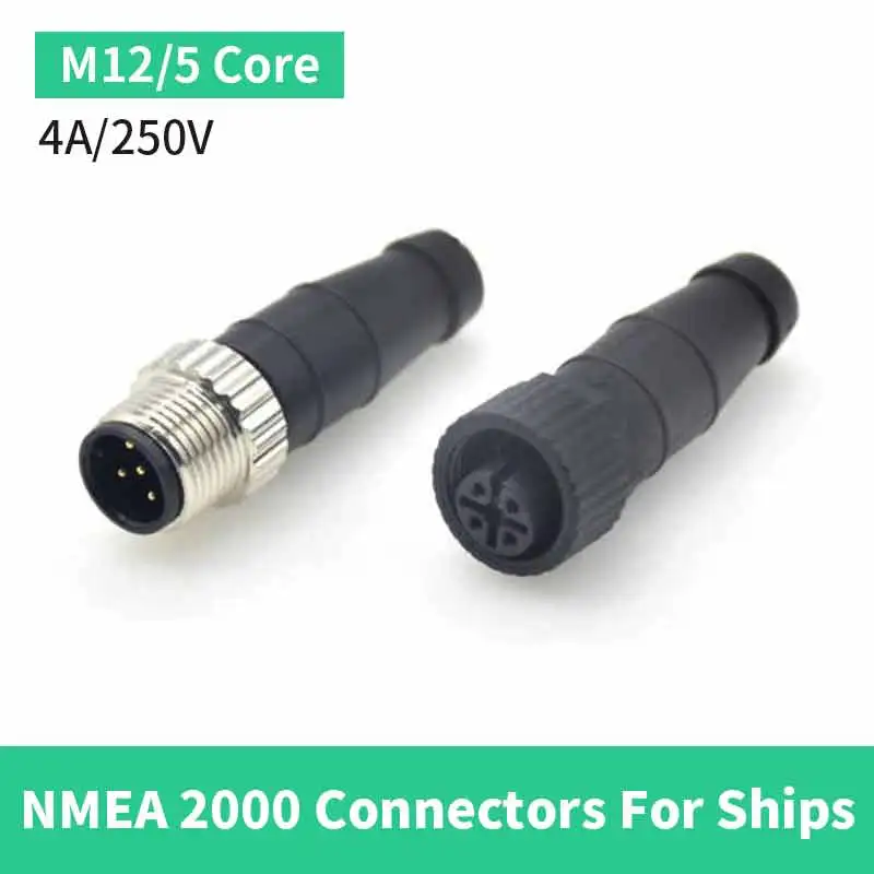 NMEA2000 5Pin Ship Power Connector Waterproof IP67 4A 250V M12 5 Core 120 Ohm Male Female Ship Metal Plug Tail Resistance
NMEA2000 5Pin Ship Power Connector Waterproof IP67 4A 250V M12 5 Core 120 Ohm Male Female Ship Metal Plug Tail Resistance