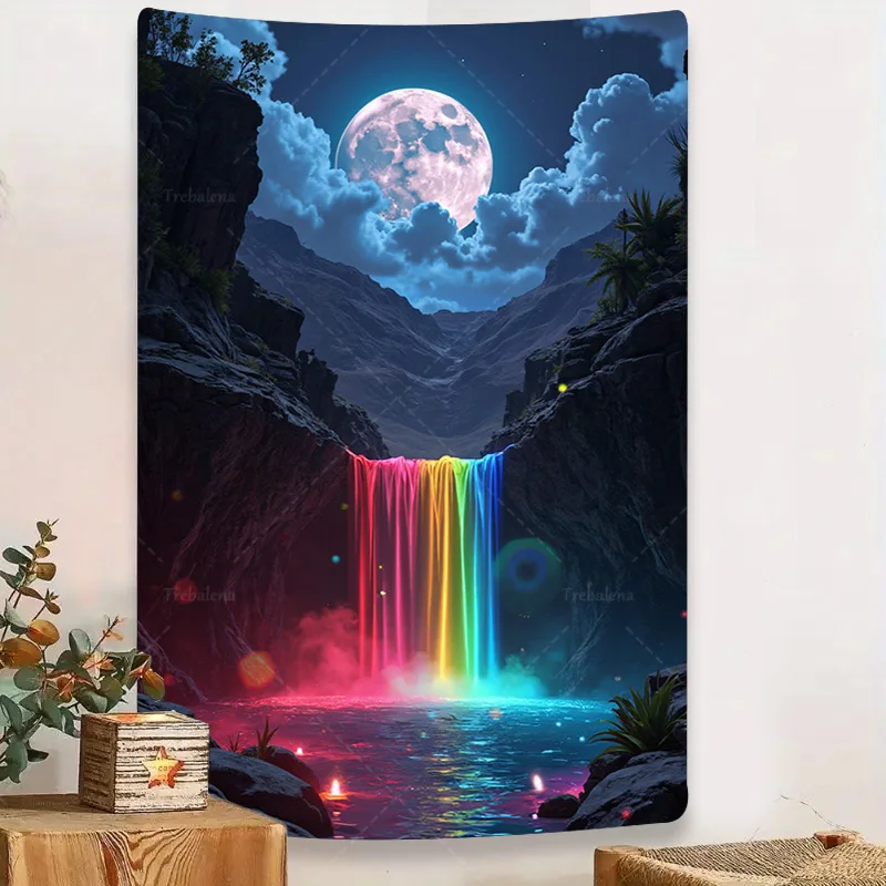1 шт. настенный гобелен Радужный водопадный гобелен - Moonlit Valley Night Scene Decor
1 шт. настенный гобелен Радужный водопадный гобелен - Moonlit Valley Night Scene Decor