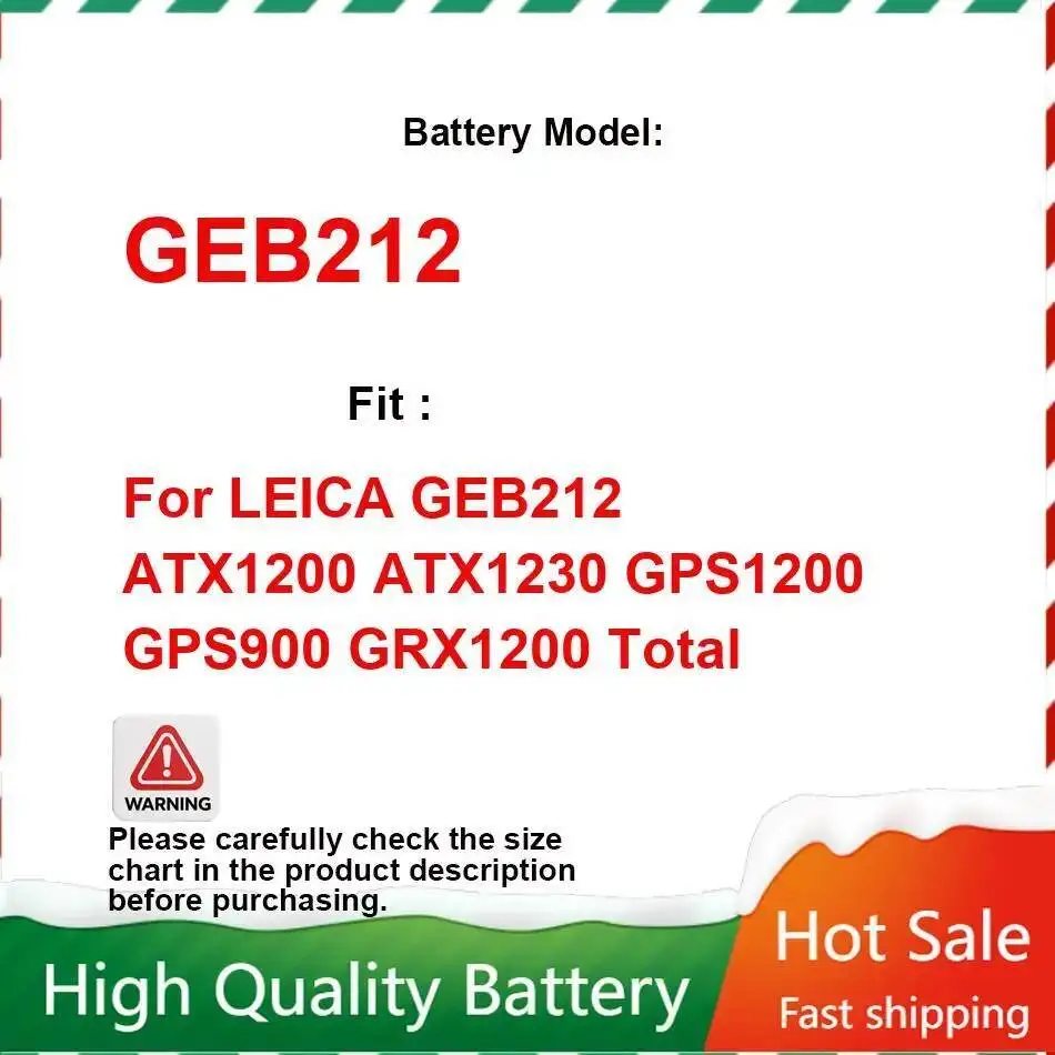Total Station Battery 2600Mah For Leica GEB212 ATX1200 ATX1230 GPS1200 GPS900 GRX1200 Environmentally Friendly Reliable Power 
Total Station Battery 2600Mah For Leica GEB212 ATX1200 ATX1230 GPS1200 GPS900 GRX1200 Environmentally Friendly Reliable Power