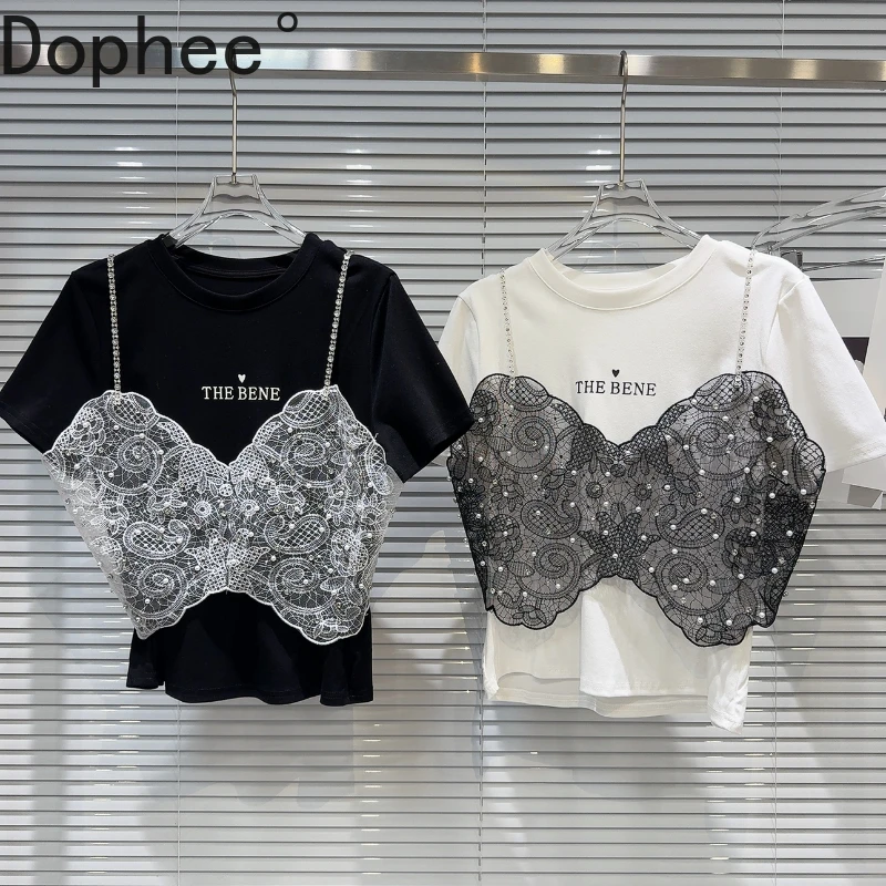 Fashion Lady 2025 New Summer Short Sleeve T-shirt Diamonds Pearl Lace Camisole Top Spice Girls Letters All-match Cotton Tees
Fashion Lady 2025 New Summer Short Sleeve T-shirt Diamonds Pearl Lace Camisole Top Spice Girls Letters All-match Cotton Tees